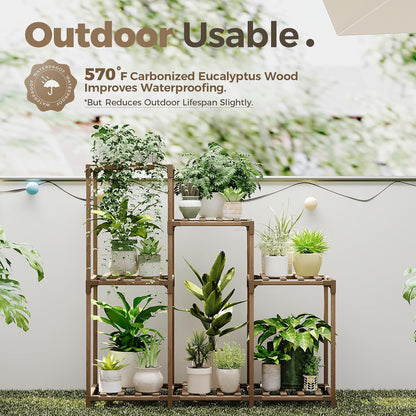 Bamworld Plant Stand Indoor Plant Shelf Outdoor Wood Plant Rack