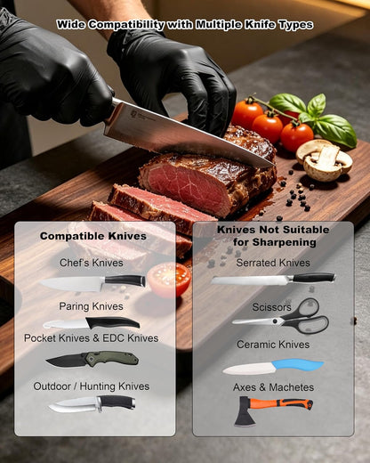 Handheld Angle Guide Knife Sharpener with 20° Angle Guide, Dual-Sided Stone