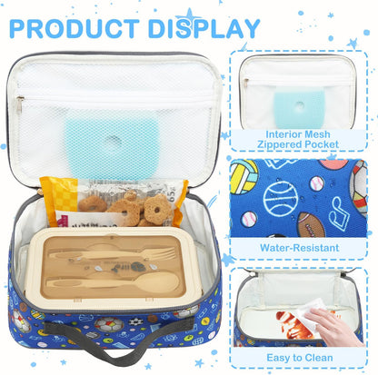 FlowFly Kids Lunch box Insulated Soft Bag Mini Cooler Back to School Thermal Meal Tote Kit for Girls, Boys, Astronaut - Colors B