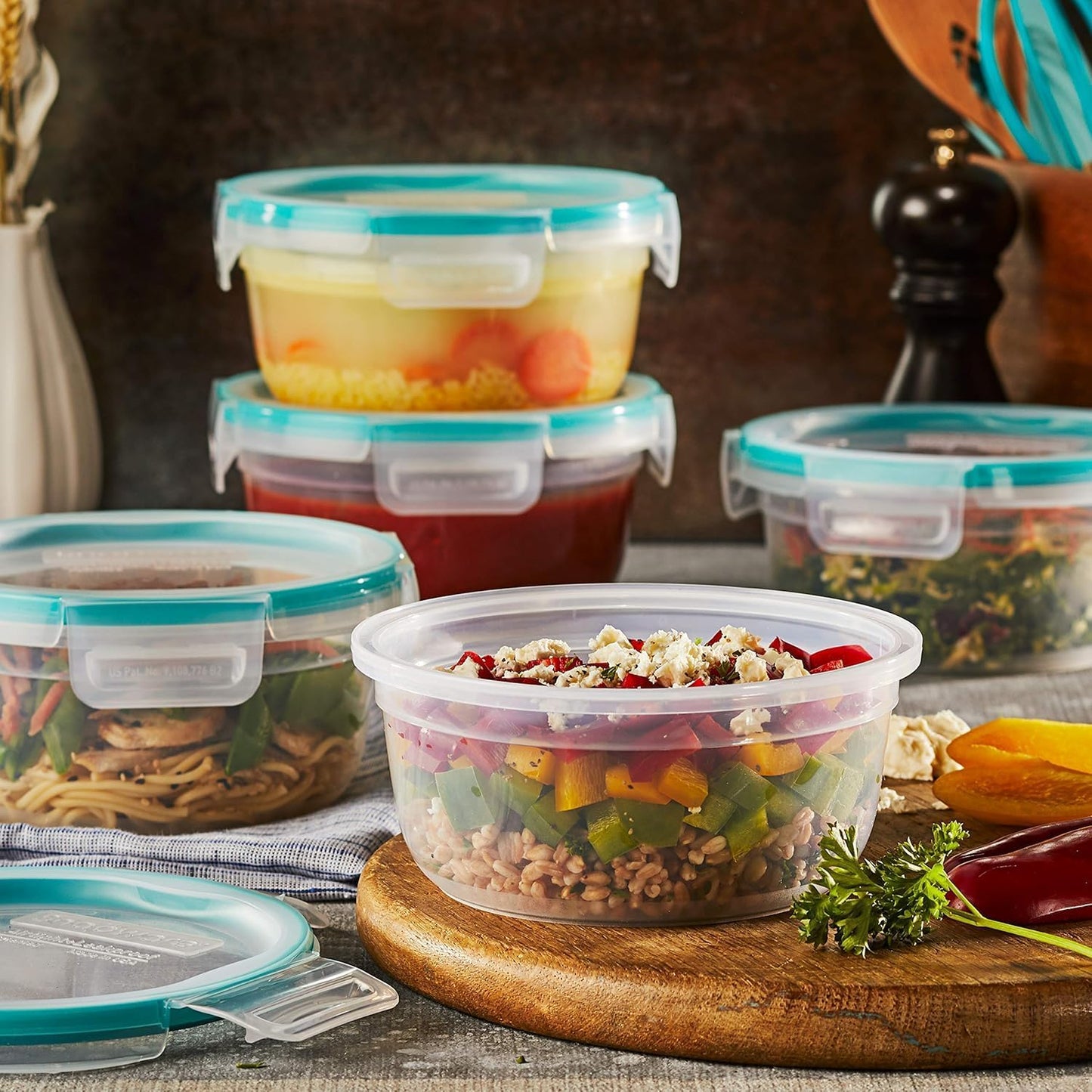 Snapware Plastic Total Solution (21-Pack) Large Food Storage Containers Set, Meal Prep Containers with Plastic BPA-Free Lids & 4 Locking Tabs, Microwave, Dishwasher, and Freezer Safe