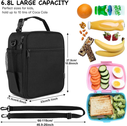 Kids Insulated Lunch Box Bag, Thermal Picnic Cool Bags with Adjustable Strap for Adults Children Women Men Boys Girls School Work (CAM-Blue)
