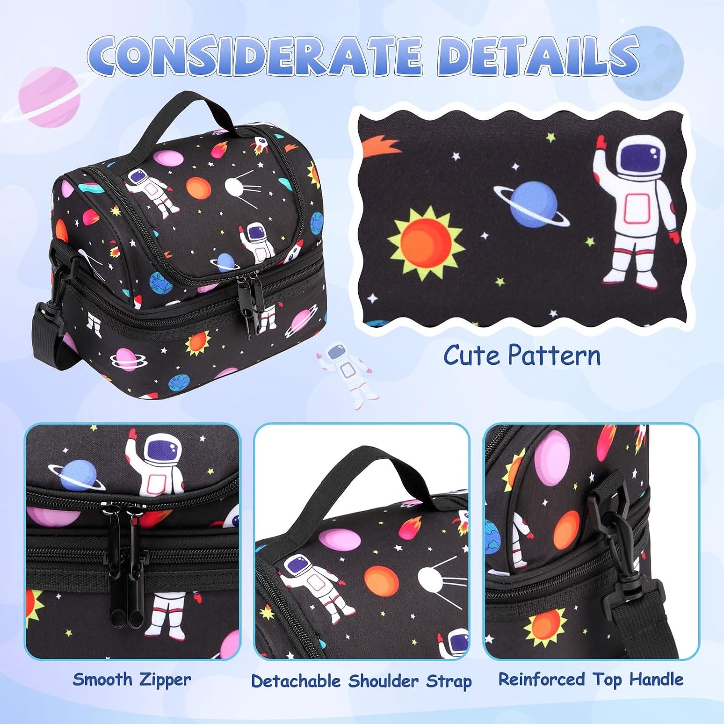 Lunch Bag for Girls,ChaseChic Insulated Lightweight Lunch Boxes for Kids Boys Dual Compartment Lunch Organizer Leak-Proof Cooler Bag with Detachable Adjustable Shoulder Strap,Purple Butterflies