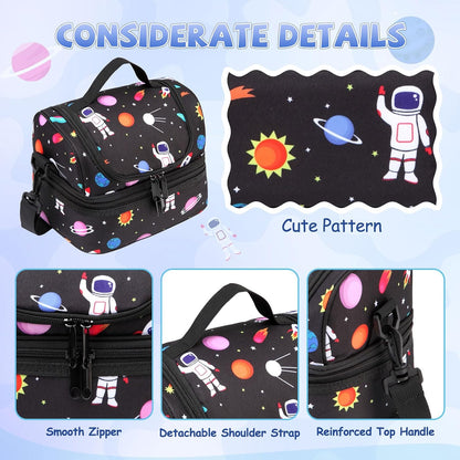 Lunch Bag for Girls,ChaseChic Insulated Lightweight Lunch Boxes for Kids Boys Dual Compartment Lunch Organizer Leak-Proof Cooler Bag with Detachable Adjustable Shoulder Strap,Purple Butterflies