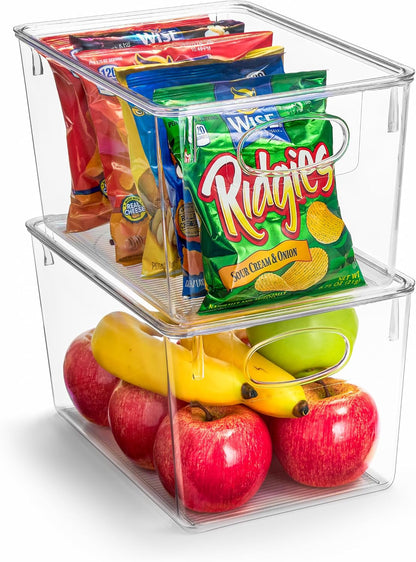 Sorbus 8-Pack Small Clear Plastic Storage Bins – Organizers for Kitchen, Pantry, Fridge, Cabinet & Refrigerator
