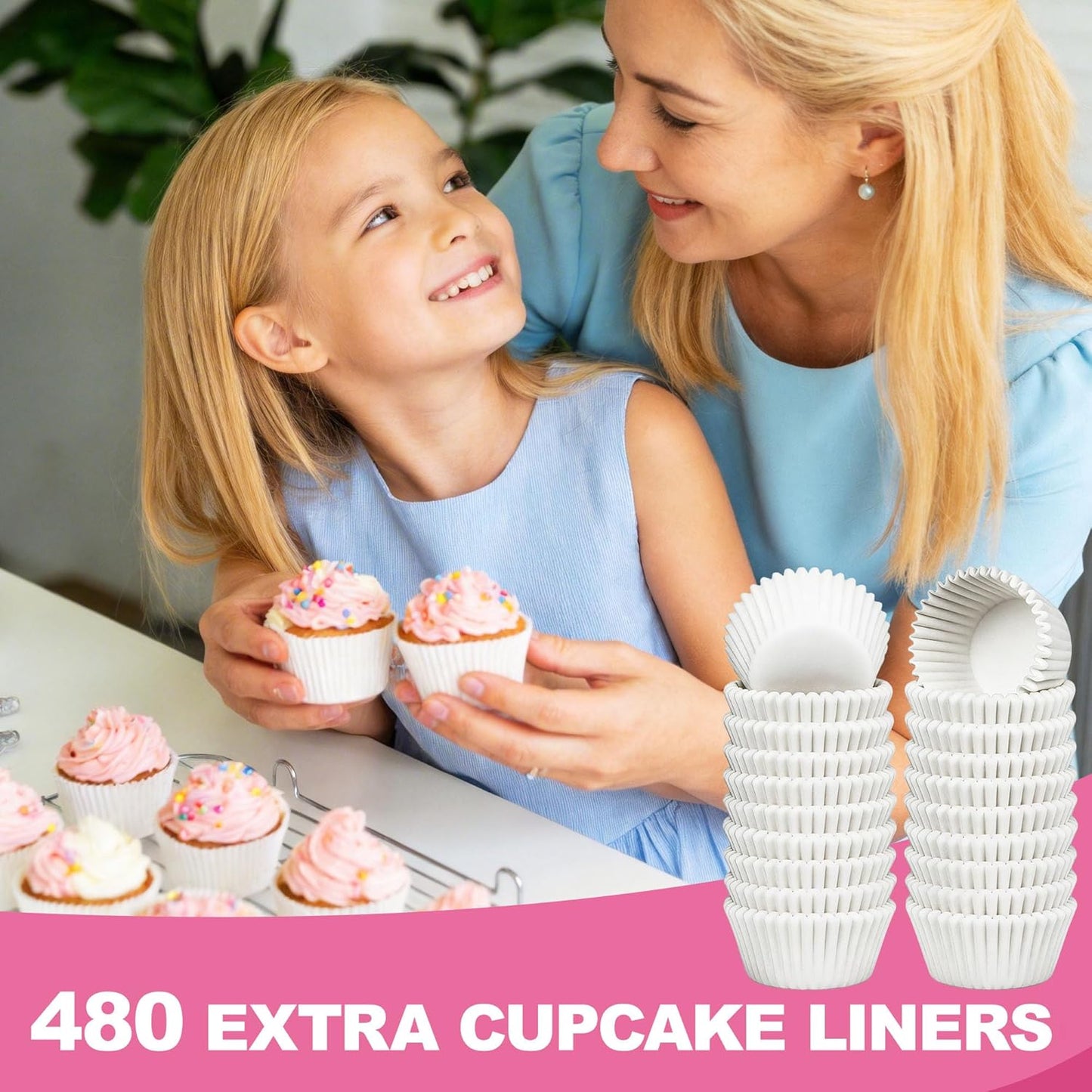 LotFancy (12 Count x 12 Sets) Cupcake Containers with 144 Liners, Thick Plastic Cupcake Boxes Holders, BPA Free, Disposable Cupcake Carrier with Detachable Tall Dome Lid