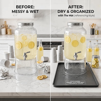 Drip Mat Fit for Drink Dispenser, Drip Tray for 2 Glass Drink Dispensers | Fits Dual Beverage Dispensers And Catches Drips, Condensation And Spills For Cleaner Party Tables And Drink Stations