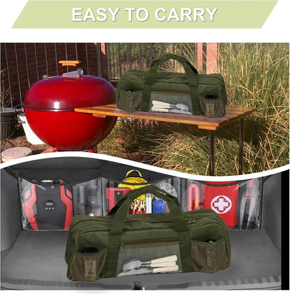 24" Grill Tool Storage Bag, Canvas, Black, Unisex, Classic Style, 60x24x24 cm/24 * 9.4 * 9.4 inches, Zipper Closure, Hand Strap, Perfect for Outdoor Grilling, Camping, Hiking