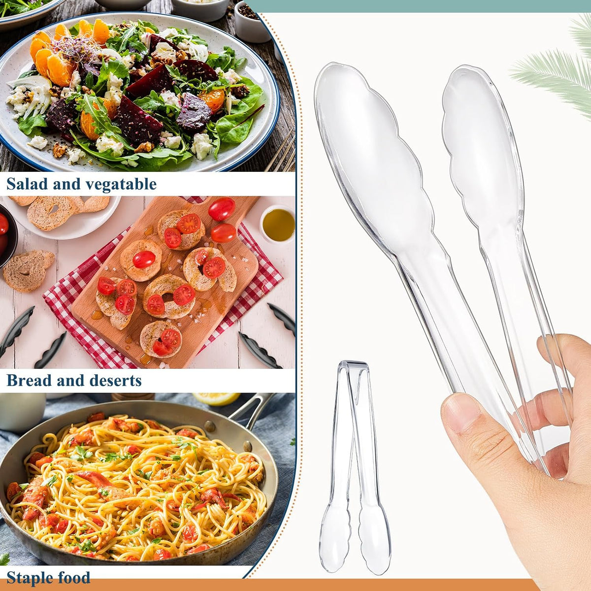 Plastic Tongs, 9 Inch Disposable Serving Tongs,Black