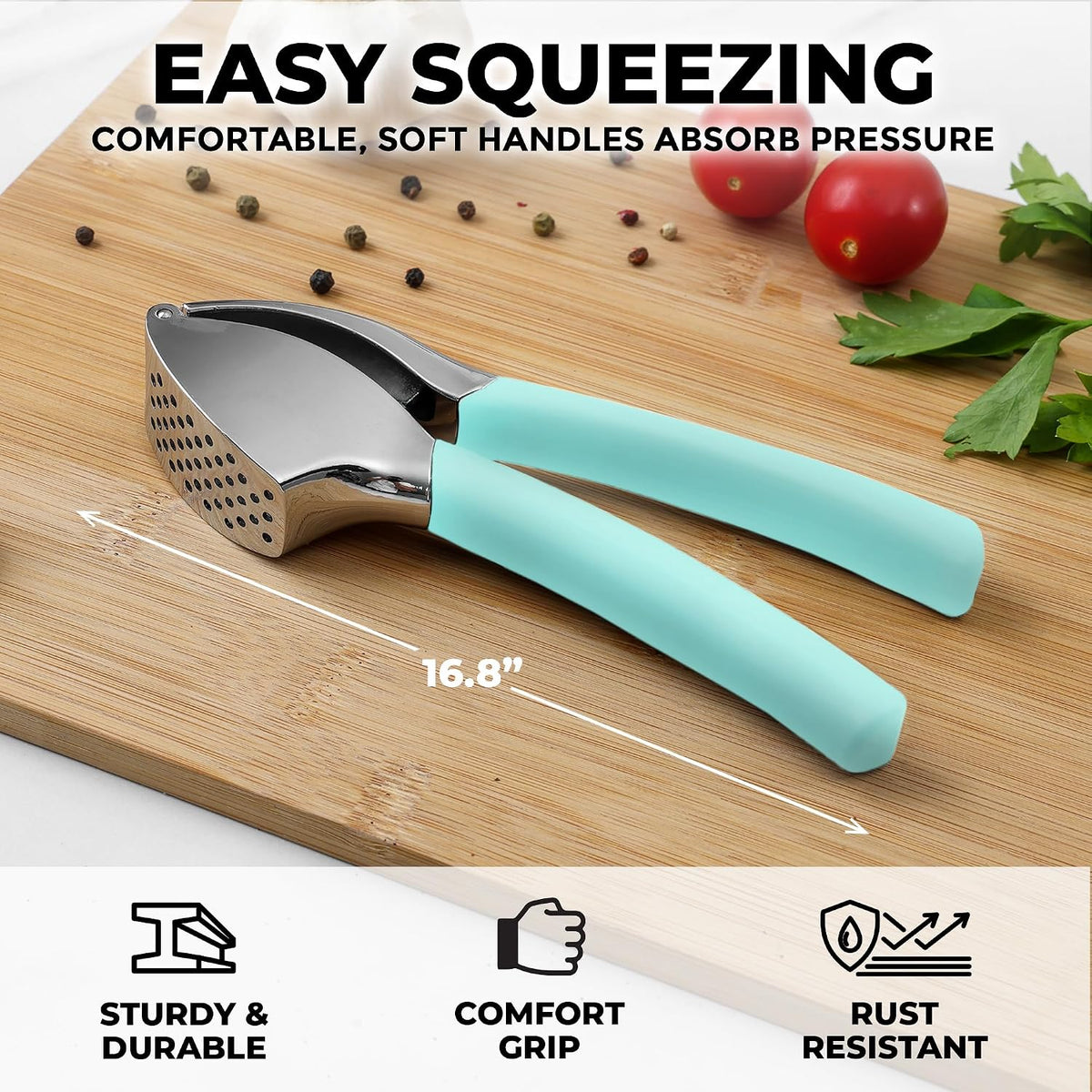 Zulay Kitchen Metal Comfort Grip Garlic Press