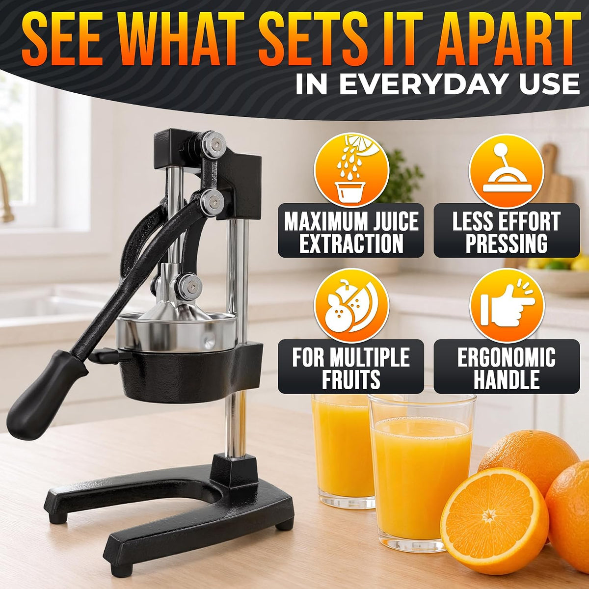 NADOBA Lemon Squeezer and Lime Squeezer, Max Extraction Citrus Hand Juicer