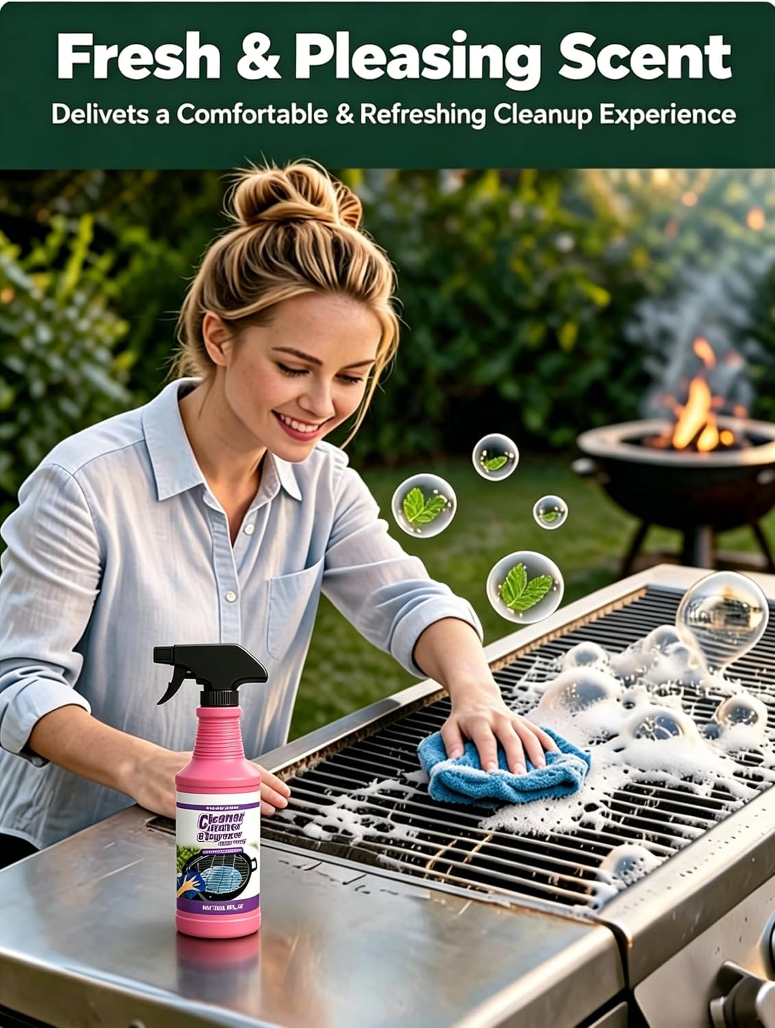 2026 Upgraded High-Concentration BBQ Grill Cleaner Foam - Heavy Duty Kitchen Degreaser Spray for Oven, Stove Top, Range Hood, Stainless Steel Grates - Stubborn Tar & Aged Grease Remover, 120ml