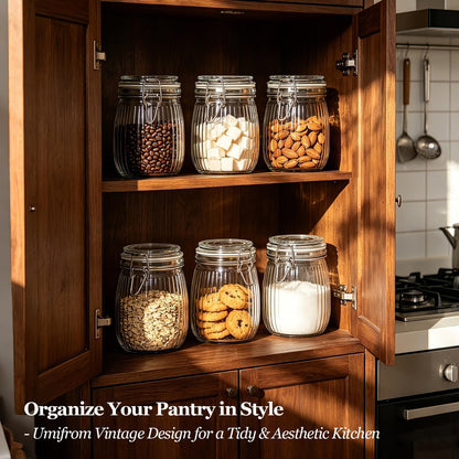 ComSaf Glass Pantry Jars with Airtight Lids 0.7 Gallon 2 Pack Wide Mouth | Flour sugar rice, Sourdough pickling, Pantry organization, Scoop included, Baking supplies, Bulk food storage, Large capacity