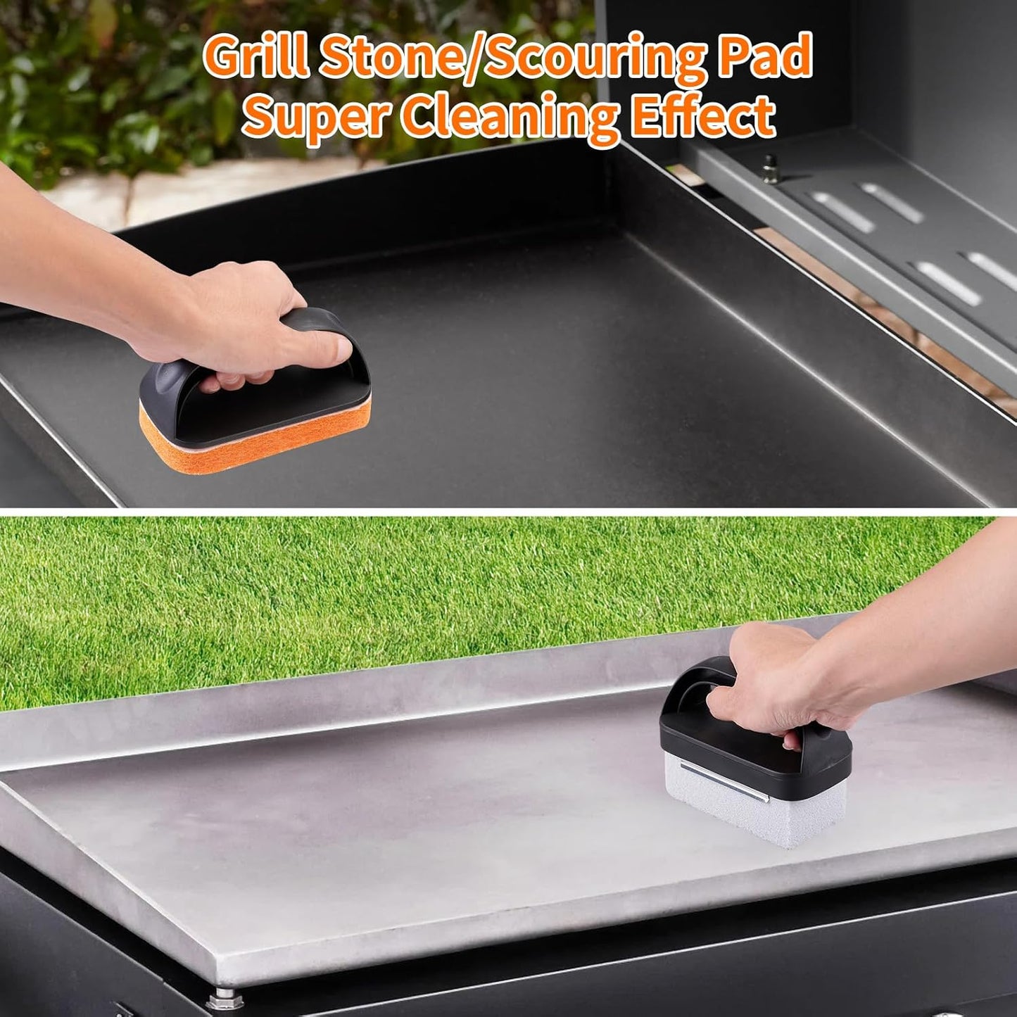 12 PCS Griddle Cleaning Kit for Blackstone, Heavy Duty Flat Top Grill Brush Set with Scraper & Stone – Complete BBQ Accessories for Outdoor Camping
