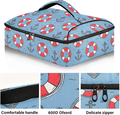 Casserole Carrier Insulated Yellow Lemon Blue Bows Dish 9x13 with Lid Party Travel Warmer Bag for Hot or Cold Food Lasagna Pizza Holder Tote - Colors B