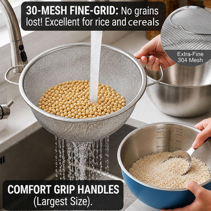 18/8 Stainless Steel Colander with Mixing Bowl, 1.5QT