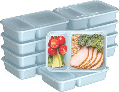 Bentgo Prep - 20-Piece 2-Compartment Reusable Meal Prep Containers with Lids, PFAS & BPA Free Materials, Durable, Microwave, Freezer, & Dishwasher Safe To Go Food Storage (Rose Gold)