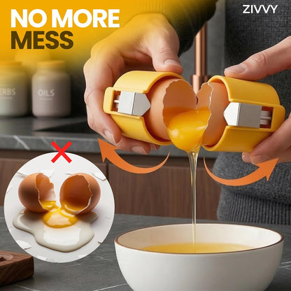 Egg Cracker & Egg Shell Opener Tool - Easy Egg Shell Cracker for Clean Shell Opening - Egg Opener & Kitchen Gadget for No Mess Breakfast & Meal Prep (Black)
