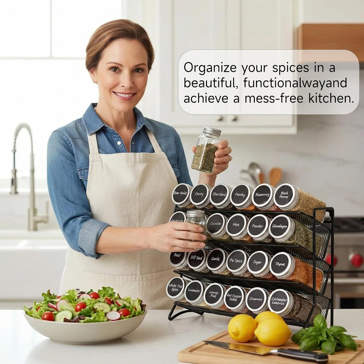 DIDITIME Spice Jars with Label, 4oz Empty Square Seasoning Containers