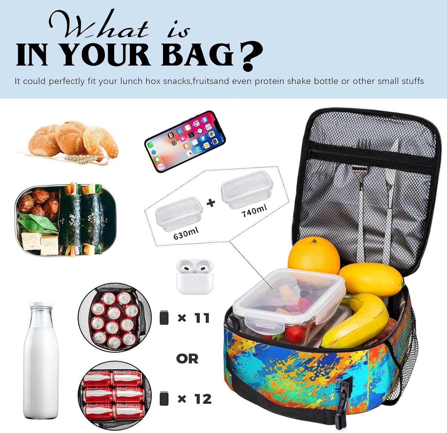 Boys Lunch Box for School Insulated Football Lunch Bag for Kid Boys Girls Teen Bento Boxes to School Office Picnic Travel Hiking Lunchbag Waterproof Leakproof with Adjustable Shoulder Strap