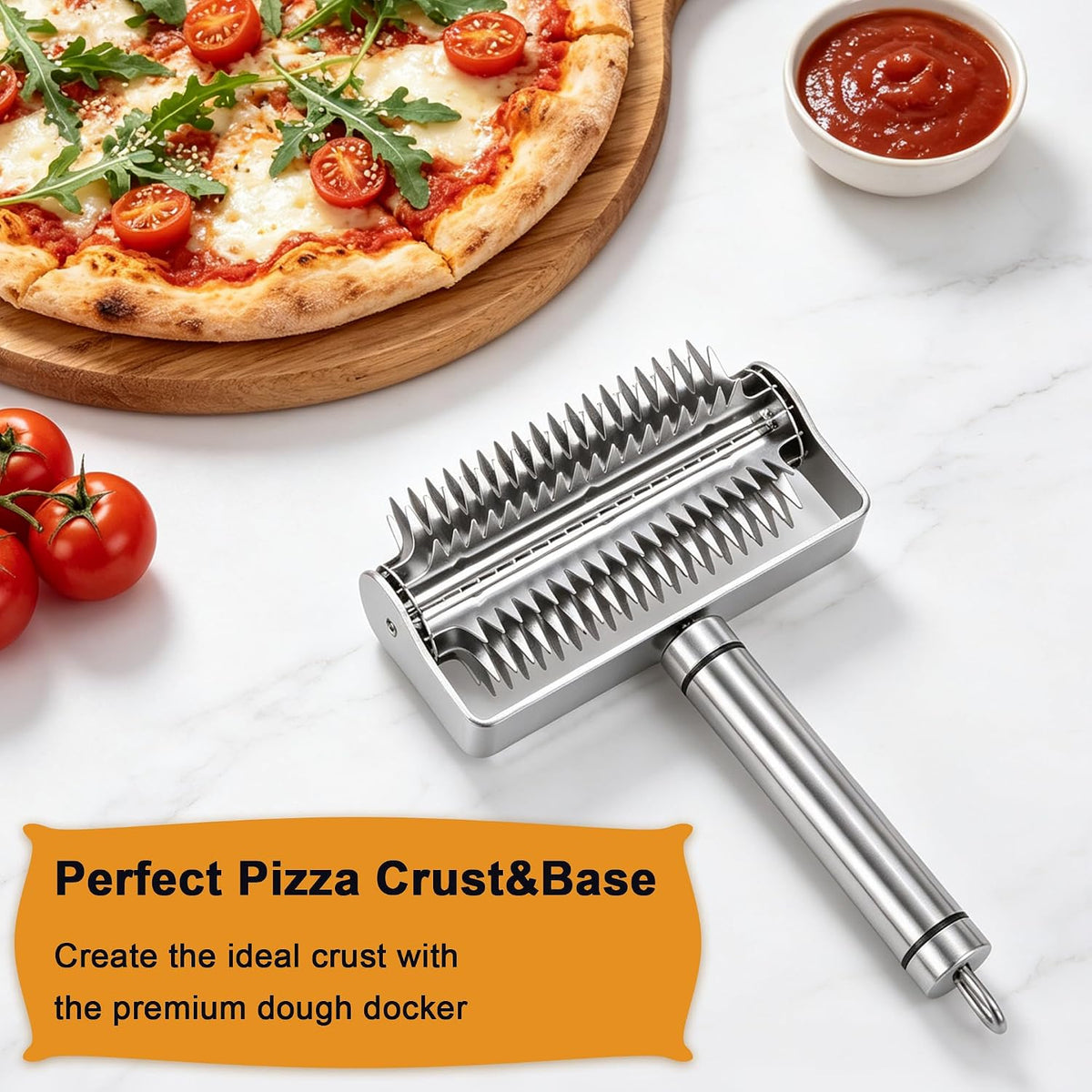 Pizza Dough Docker Roller - Stainless Steel Professional Dough Hole Puncher