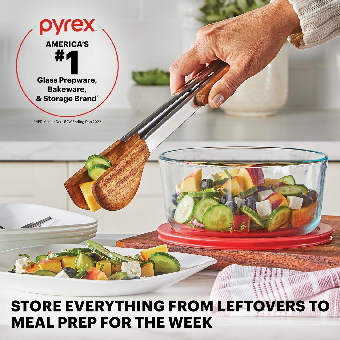 Pyrex Simply Store (12-Pack) Glass Food Storage Containers Set, (1, 2, & 3 Cup) Meal Prep Containers with Plastic BPA-Free Lids, Dishwasher & Microwave Safe