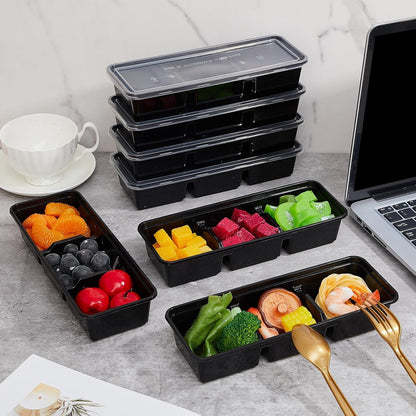 Hushee 50 Pack 17 oz Small Meal Prep Containers with 3 Compartments Snack Containers with Lid Disposable Plastic Bento Box Travel Lunch Food Boxes Stackable for Office Picnic (Clear)