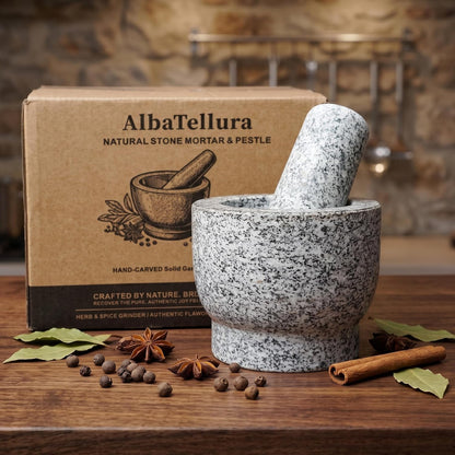 Natural Stone Mortar and Pestle Set, Granite