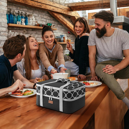Lifewit Insulated Single Decker Casserole Carrier, Lasagna Lugger Holder for Hot or Cold Food, Fits 9" x 13" Baking Dish, Thermal Lunch Tote Bag for Potluck Parties, Picnic and Cookouts, Grey