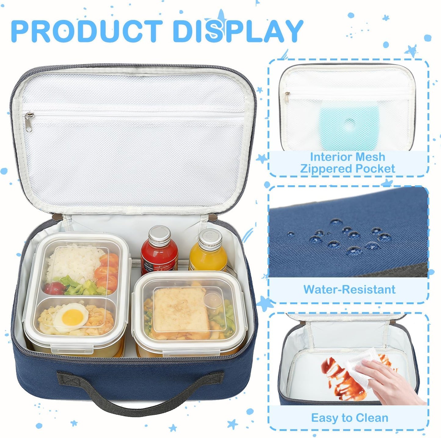 FlowFly Kids Lunch box Insulated Soft Bag Mini Cooler Back to School Thermal Meal Tote Kit for Girls, Boys, Astronaut - Colors B