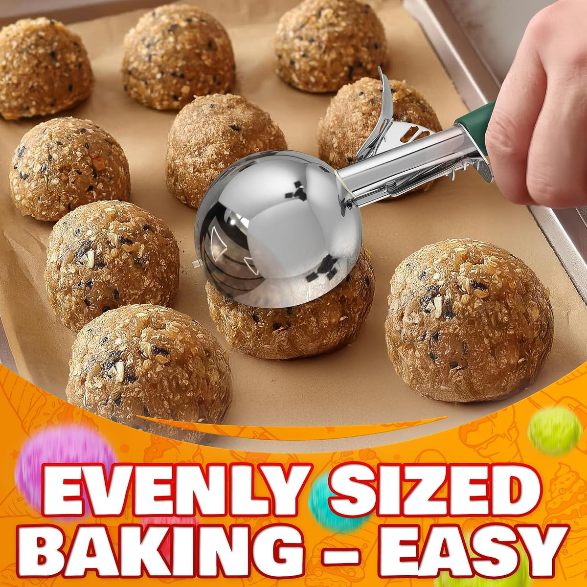 Cookie Scoops for Baking, Stainless Steel in #16, #20, #30