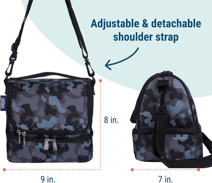 Wildkin Kids Two Compartment Insulated Lunch Bag – Keeps Food Hot or Cold, Easy-Clean Lining, Leak-Resistant & BPA-Free – Boys & Girls, Ideal for School, Travel & Daycare – Jurassic Dinosaurs