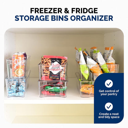 3 Pack Stackable Storage Bins - Plastic Storage Containers for Fridge, Pantry, Freezer, Closet & Kitchen, Clear Fridge Organizer Bins Ideal for Breastmilk, Baby Pouches & Formula Bottles | Small