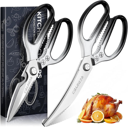 TIJERAS Kitchen Scissors Set Blue - Stainless Steel Kitchen Shear, Sharp Meat Scissors Dishwasher Safe, Heavy Duty Poultry Shears, Japanese Cooking Scissor for Food, Chicken,Turkey, Christmas Gifts