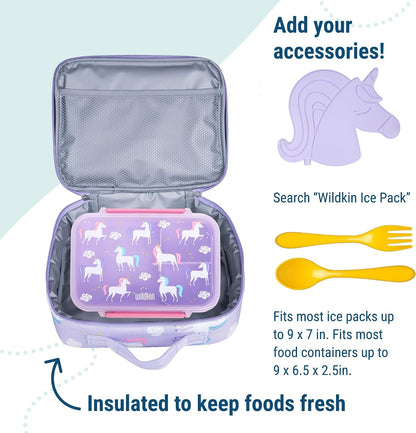 Wildkin Kids Insulated Lunch Box, Keeps Food Hot or Cold, BPA-Free with Mesh Pockets & Easy-Clean Lining – Ideal for School, Travel & Daycare – Holographic