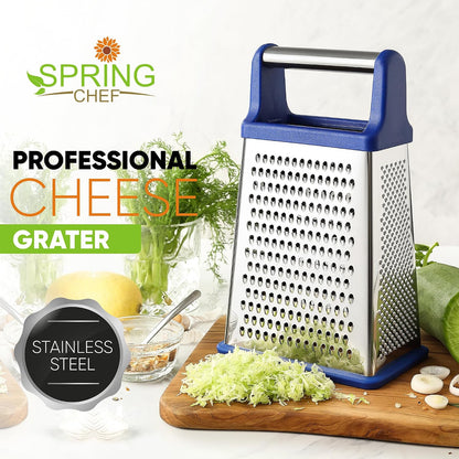 Spring Chef Stainless Steel XL Cheese Grater for Kitchen, Green