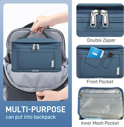 NOL Mini Insulated Lunch Bag for Women Men Kids | Small Leakproof Reusable Lunch Tote | Fits 6 Cans 330ml | Thermal Cooler for Work School Picnic Camping, Navy blue