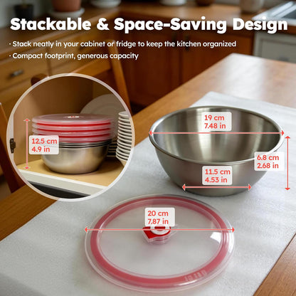 4-Pack Stainless Steel Pizza Dough Proofing Box with Clear Lids (1000ml)