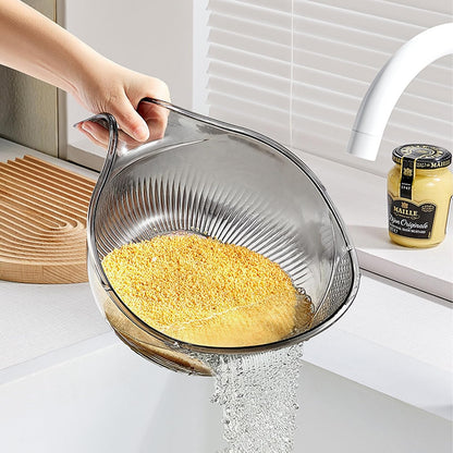 2-In-1 Rice Strainer,Large Rice Washer Beans Washer Strainers And Colanders - Washing Bowl for Fruit Washing Bowl With Strainer,Rice Washing Bowl Multifunctional Drain Basket (White)
