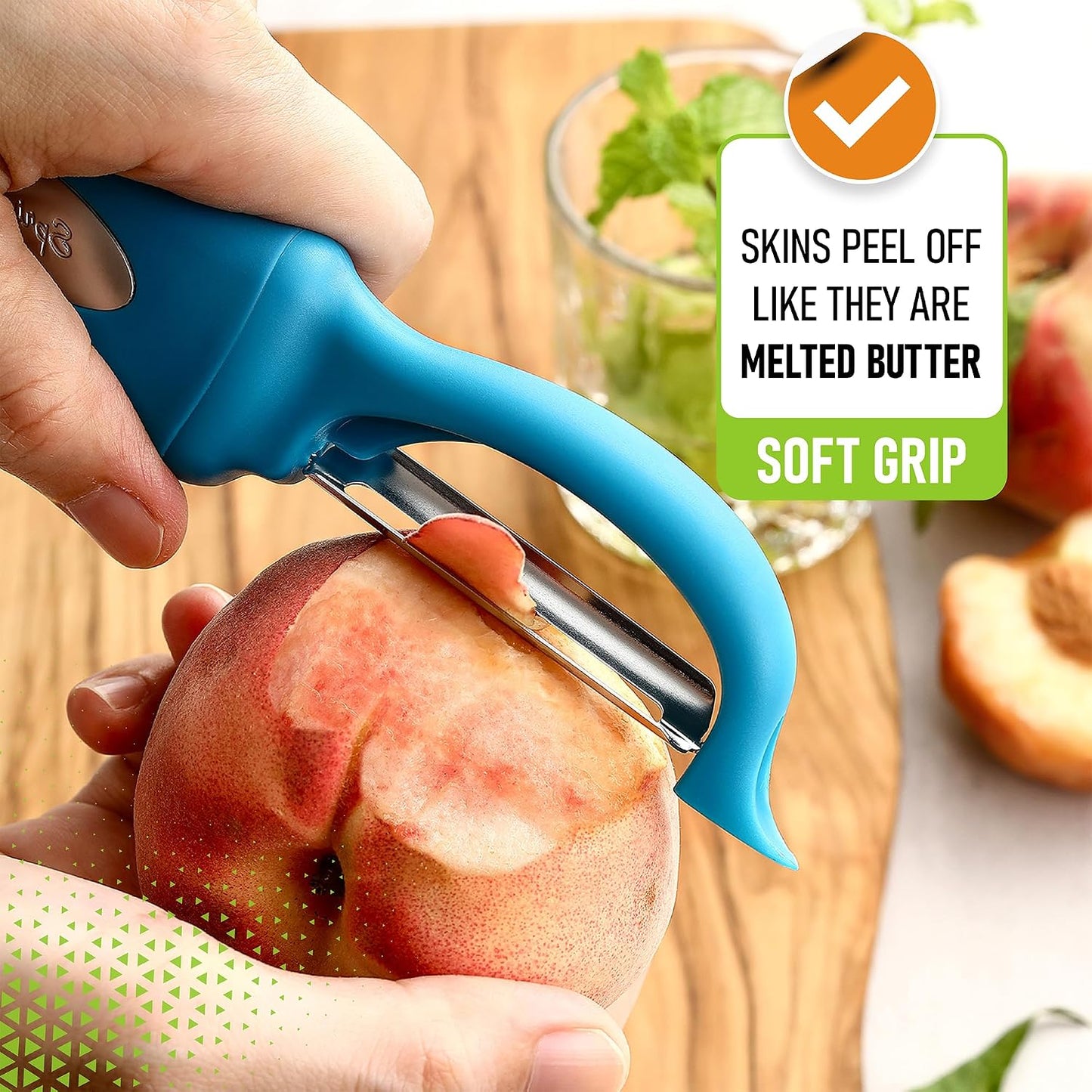 Spring Chef Premium Swivel Vegetable Peeler, Soft Grip Handle and Ultra Sharp Stainless Steel Blades - Perfect Kitchen Peeler For Veggie, Fruit, Potato, Carrot, Apple - Mango