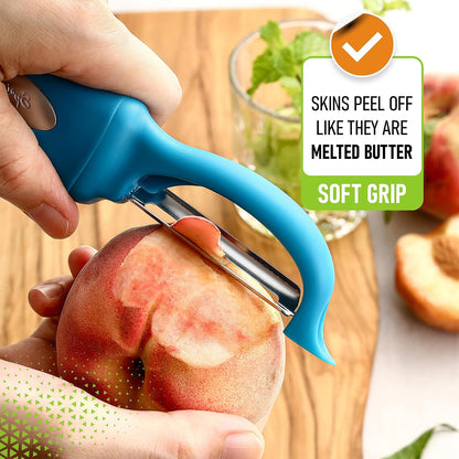 Spring Chef Premium Swivel Vegetable Peeler, Soft Grip Handle and Ultra Sharp Stainless Steel Blades - Perfect Kitchen Peeler For Veggie, Fruit, Potato, Carrot, Apple - Mango
