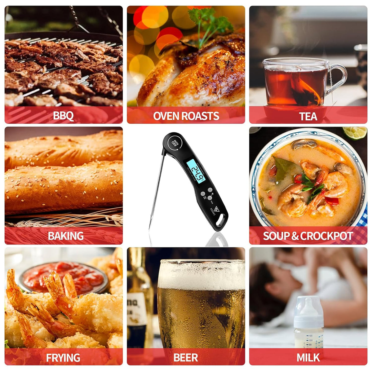 DOQAUS Meat Thermometer Digital – Instant Read Food Thermometer for Cooking