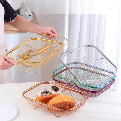 Over The Sink Colander, Rectangle Stainless Steel Over The Sink Strainer Basket For Kitchen Sink with Handles Fine Mesh Expandable Handy Kitchen Tool Kitchen Essentials (Rose Gold)
