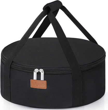 Lifewit Insulated Single Decker Round Casserole Carrier, Portable Pie Carrier Bag for Hot or Cold Food, Fits 12.5" Baking Dish, Thermal Lunch Tote for Potluck Parties, Picnic and Cookouts, Grey