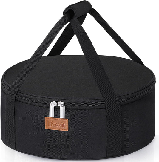 Lifewit Insulated Single Decker Round Casserole Carrier, Portable Pie Carrier Bag for Hot or Cold Food, Fits 12.5" Baking Dish, Thermal Lunch Tote for Potluck Parties, Picnic and Cookouts, Grey