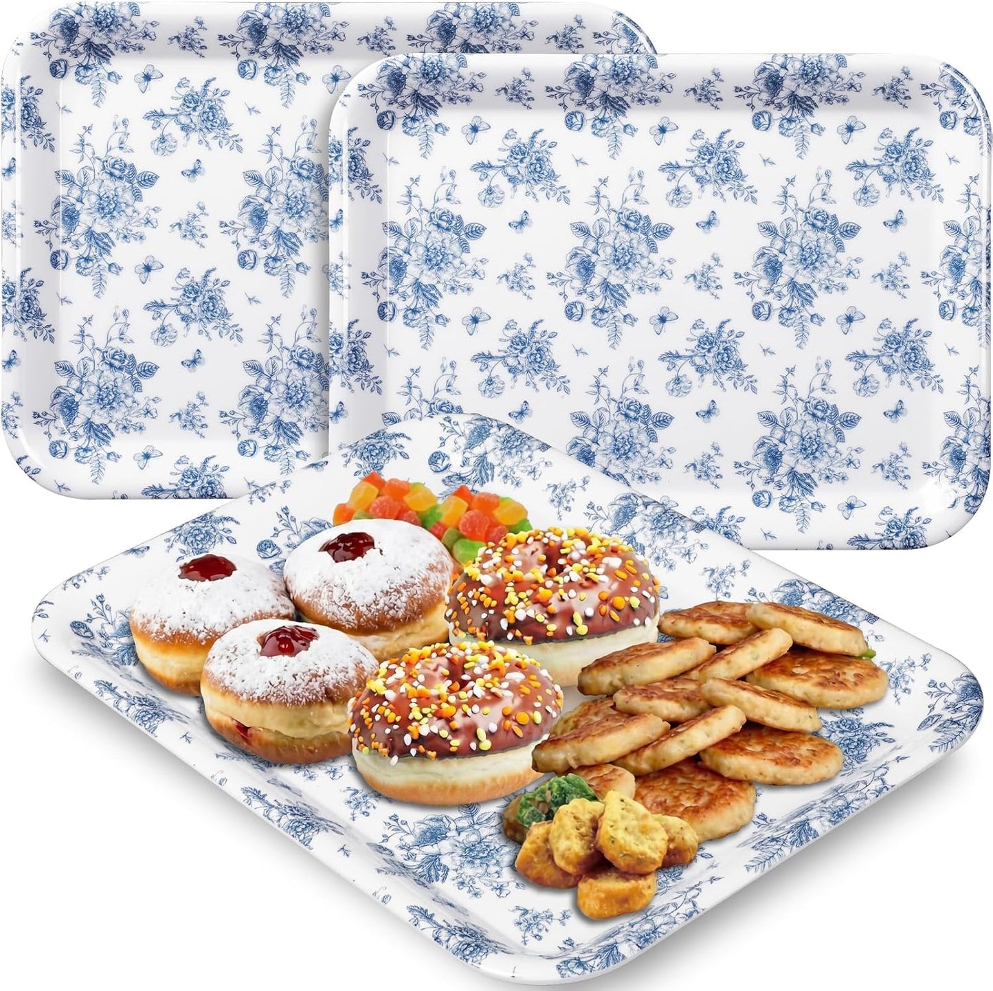 Vesici 3 Pcs Cherry Bow Serving Trays 13 x 10 Inch Pink Bow Cherry Melamine Platters Reusable Rectangular Serving Dishes for Coquette Wedding Baby Shower Birthday Party Sharing Snack Fruit Dessert