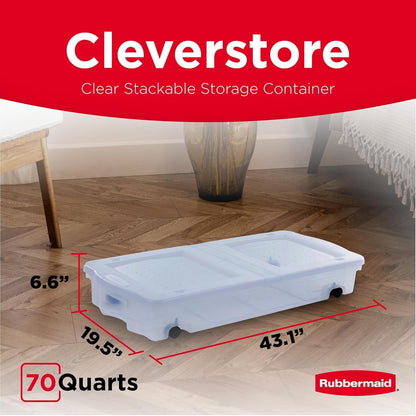 Rubbermaid Cleverstore 17 Qt Clear Storage Bins with Lids, 6-Pack, Stackable, BPA-Free, Made in USA