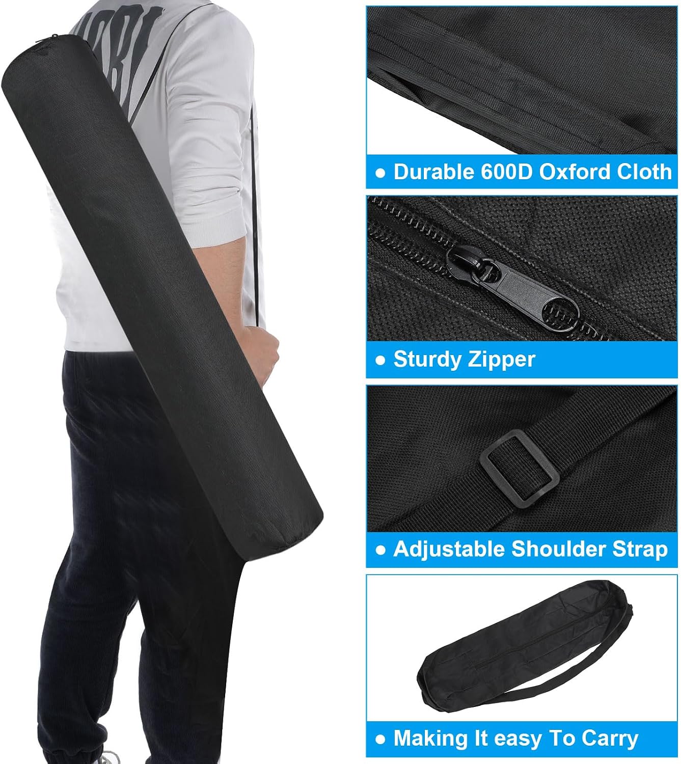 PATIKIL 32x4x4 Inch Grill Storage Tool Bag, Grilling Tools BBQ Bag for Grill Utensil Storage 600D Oxford Foldable Tripod Carry Bag with Adjustable Shoulder Strap for Outdoor Camping
