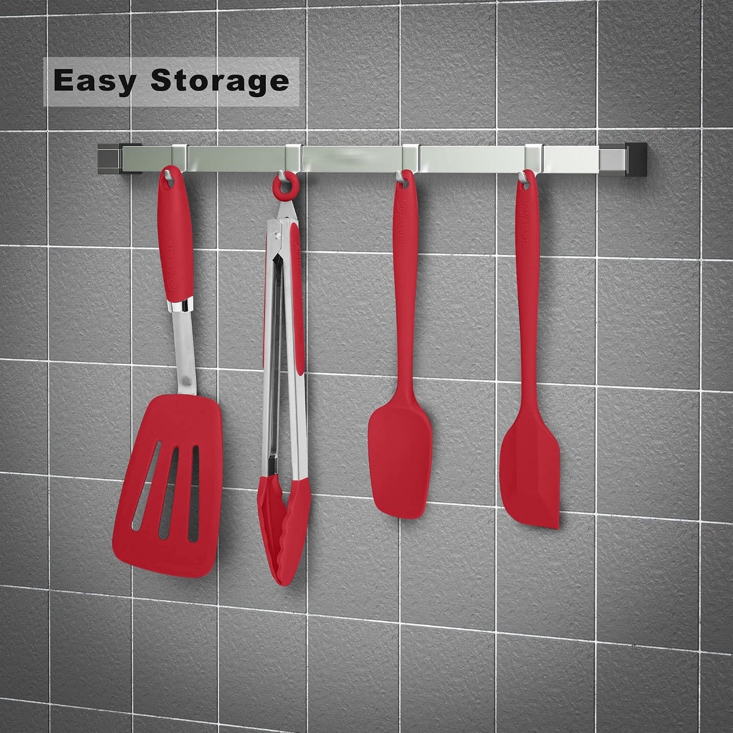 Silicone Spatula 3-piece Set, Ergonomic Handle High Heat-Resistant Spatulas, Non-stick Rubber Spatulas with Stainless Steel Core, Black