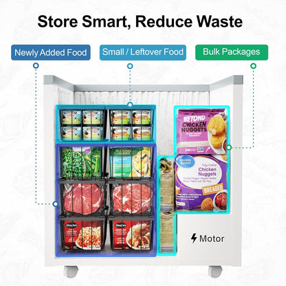 iSPECLE Deep Freezer Organizer Bins, 5 Pack Chest Freezer Baskets for 7 Cu.Ft, Stackable Wire Chest Freezer Organizer Bins for Small Food, Strong Metal with Handles for Meat and Veggies, Black