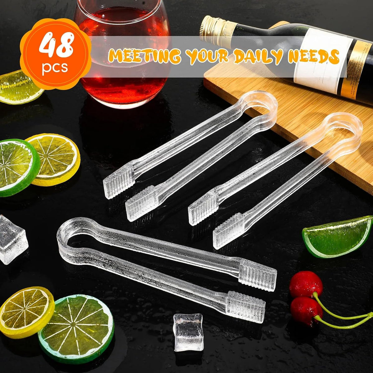 Nuogo Plastic Buffet Serving Tongs 6.3 Inch One-off Clear Tongs